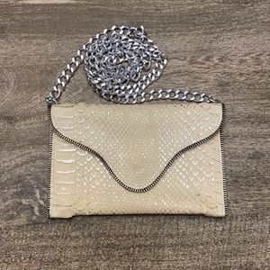 JJ Winters Snakeskin Crossbody Envelope Purse with silver Chain
